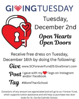 Giving Tuesday is here and St. Cecilia Catholic School invites you to invest in the future of our children! Give,post, and tag! Link in bio. #morethanschool #occatholicschools #catholicedoc #occatholic #foreverfund