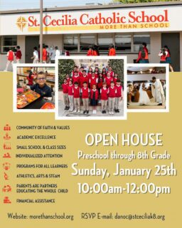 You’re invited! Join us for our Open House on Sunday, January 25, from 10:00 am to 12:00pm.
Tour our campus, meet our community, and see why St. Cecilia School is More Than School. ❤️💛
#morethanschool #occatholicschools #occatholic